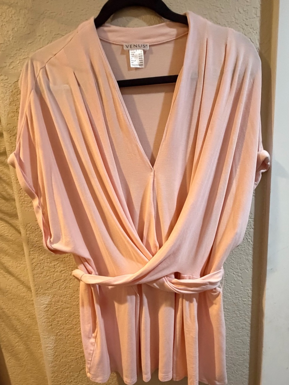 VENUS Light Blush Draped Surplice Wrap Top
